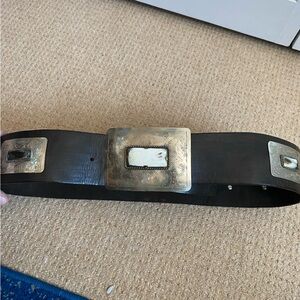 Leather metal western cowgirl belt